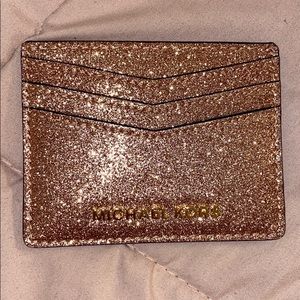 Micheal Kors New Rose Gold Glitter Cardholder